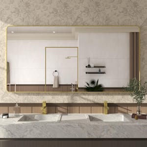 Cosy 72 in. W x 36 in. H Rectangular Framed Wall Bathroom Vanity Mirror in Brass