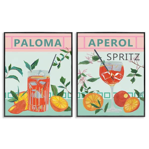 Pastel Kitchen Cocktails by Melissa Wang 2 Pieces Black Framed Food Giclee Art Print 30 in. x 24 in.