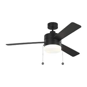 Syrus 52 in. Modern Indoor Midnight Black Ceiling Fan with Black Blades, Pull Chain and LED Light Kit