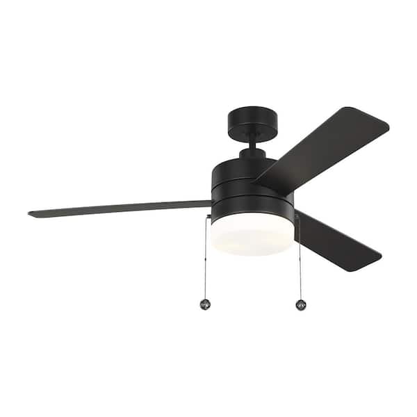 Generation Lighting Syrus 52 in. Modern Indoor Midnight Black Ceiling Fan with Black Blades, Pull Chain and LED Light Kit