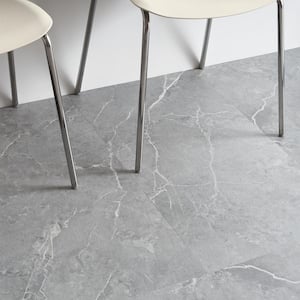 Duren Marbello Gray 28MIL x 18 in. W x 36 in. L Glue Down Waterproof Luxury Vinyl Plank Flooring (36 sqft/case)