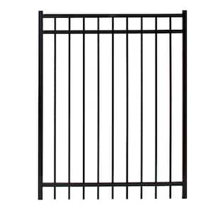 Versai 4 ft. W x 5 ft. H Gloss Black Steel Flat Top Design Fence Gate