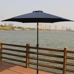 9 ft. Outdoor Patio Market Umbrella Tilt and Crank Umbrella in Navy Blue for Garden, Balcony