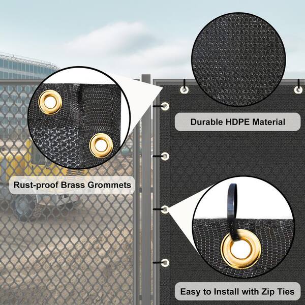 Privacy Fence Screen 8 x 50 ft. Black Customized Outdoor Mesh Panels for Backyard, Construction Site with Zip Ties