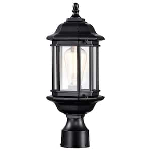 Hopkins 1-Light Matte Black Aluminum Hardwired Outdoor Weather Resistant Post Light Set with No Bulbs Included