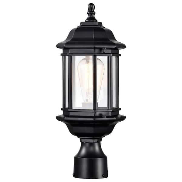 SATCO Hopkins 1-Light Matte Black Aluminum Hardwired Outdoor Weather Resistant Post Light Set with No Bulbs Included