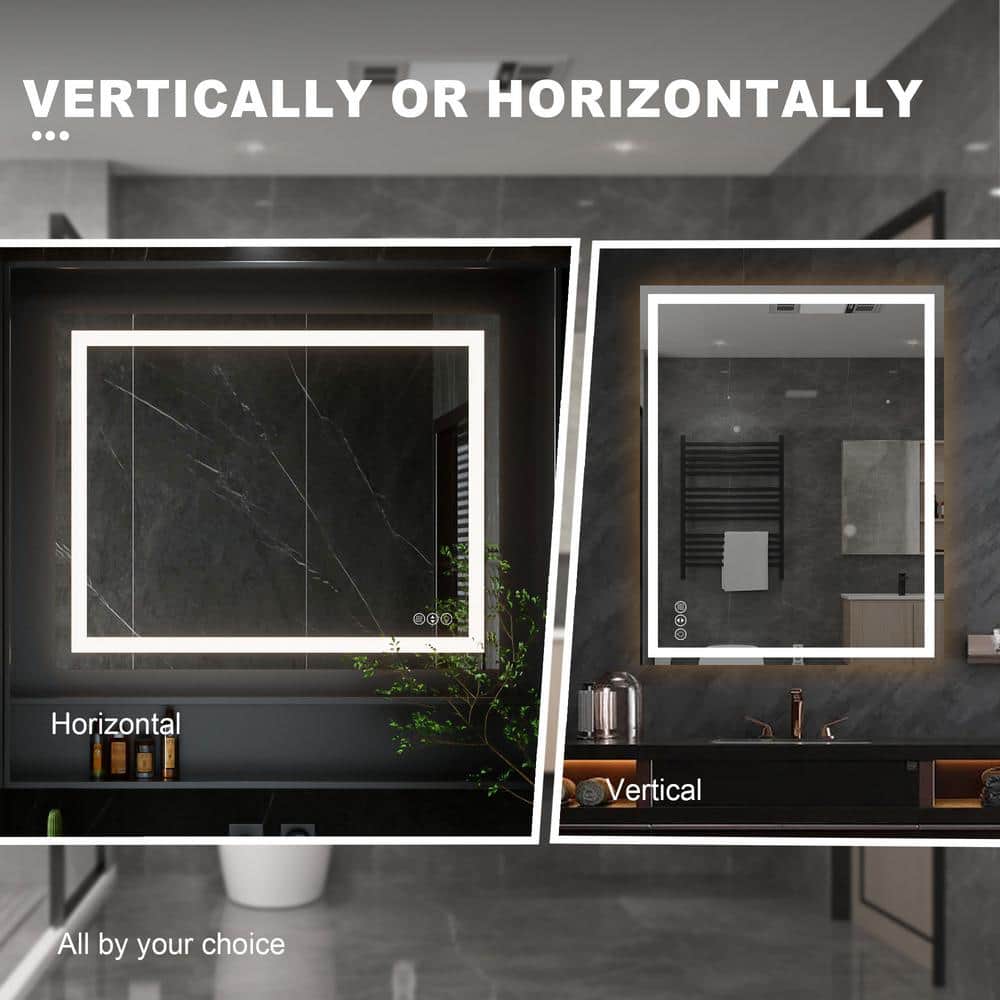 40 in. W x 32 in. H Rectangular Frameless LED Light Anti-Fog Wall Bathroom Vanity Mirror with 3-Color and Tempered Glass price history on PriceWatchPro