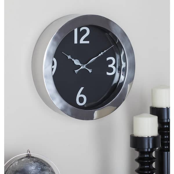 Litton Lane Black and Silver Modern Analog Wall Clock