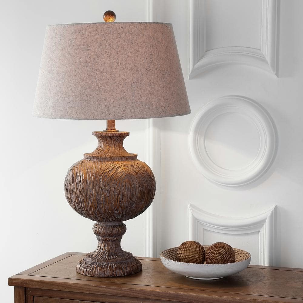 Scarlett 31  Resin LED Table Lamp  Dark Brown with Gray Shade