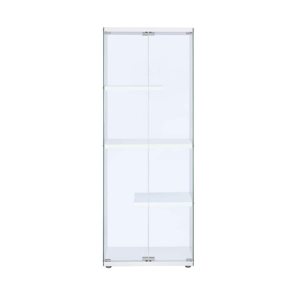 Maxwell Transitional Glam 68'' Transparent Glass Curio Cabinet