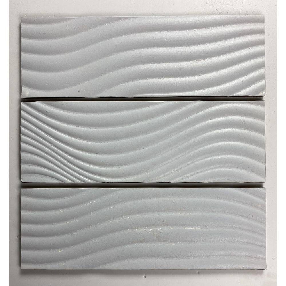 Beige Glossy Textured Glass Subway Wall Tile 4x12