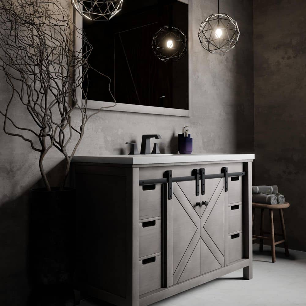 Marsyas 48 in W x 22 in D Ash Grey Bath Vanity without Top and 44 in Mirror price history on PriceWatchPro
