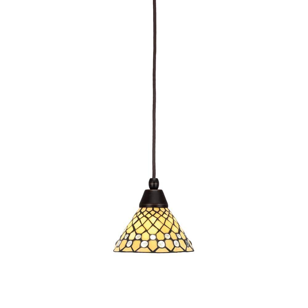 Bryson 7 in. 1-Light Dark Granite Cord Pendant Light with 7 in. Starlight A