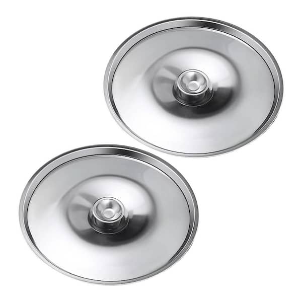 Stainless Steel 4.7 Inch Bowl Lid Universal Fit Food Grade Easy Clean Circular Handle Kitchen Cookware Cover 2Pcs