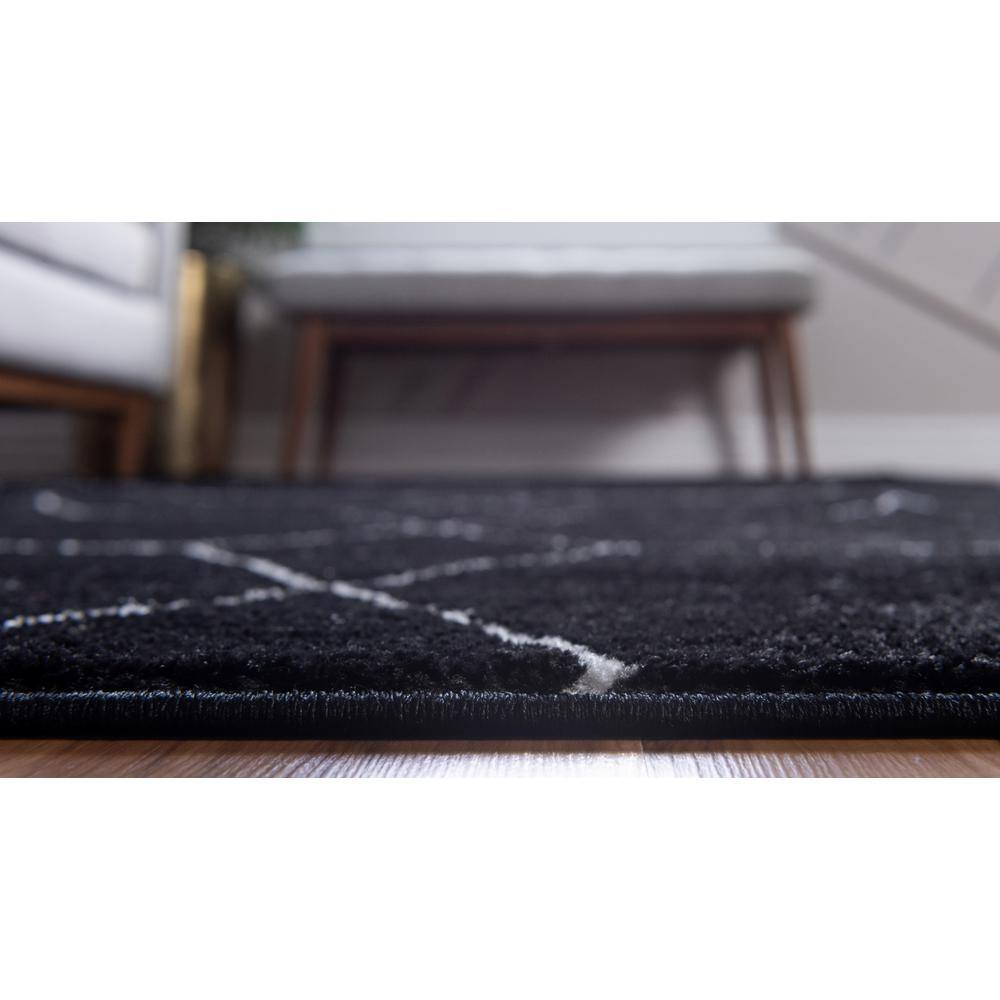 Modern Black and Ivory Trellis Rectangular Area Rug