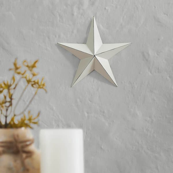 1-Piece 8 in. x 8 in. Creme Distressed Metal Star Wall Decor
