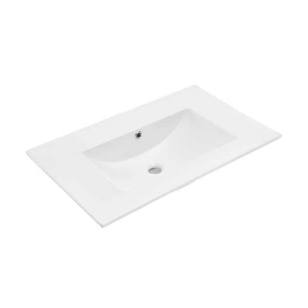 Swiss Madison 30 in. 0-Hole Glossy White Ceramic Vanity Sink Top