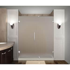 Nautis 68 in. x 72 in. Completely Frameless Hinged Shower Door with Frosted Glass in Stainless Steel
