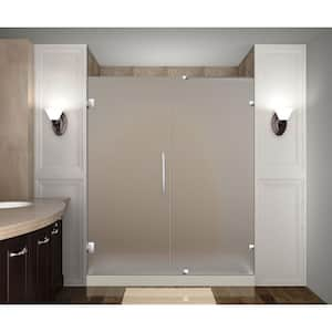 Nautis 71 in. x 72 in. Completely Frameless Hinged Shower Door with Frosted Glass in Stainless Steel