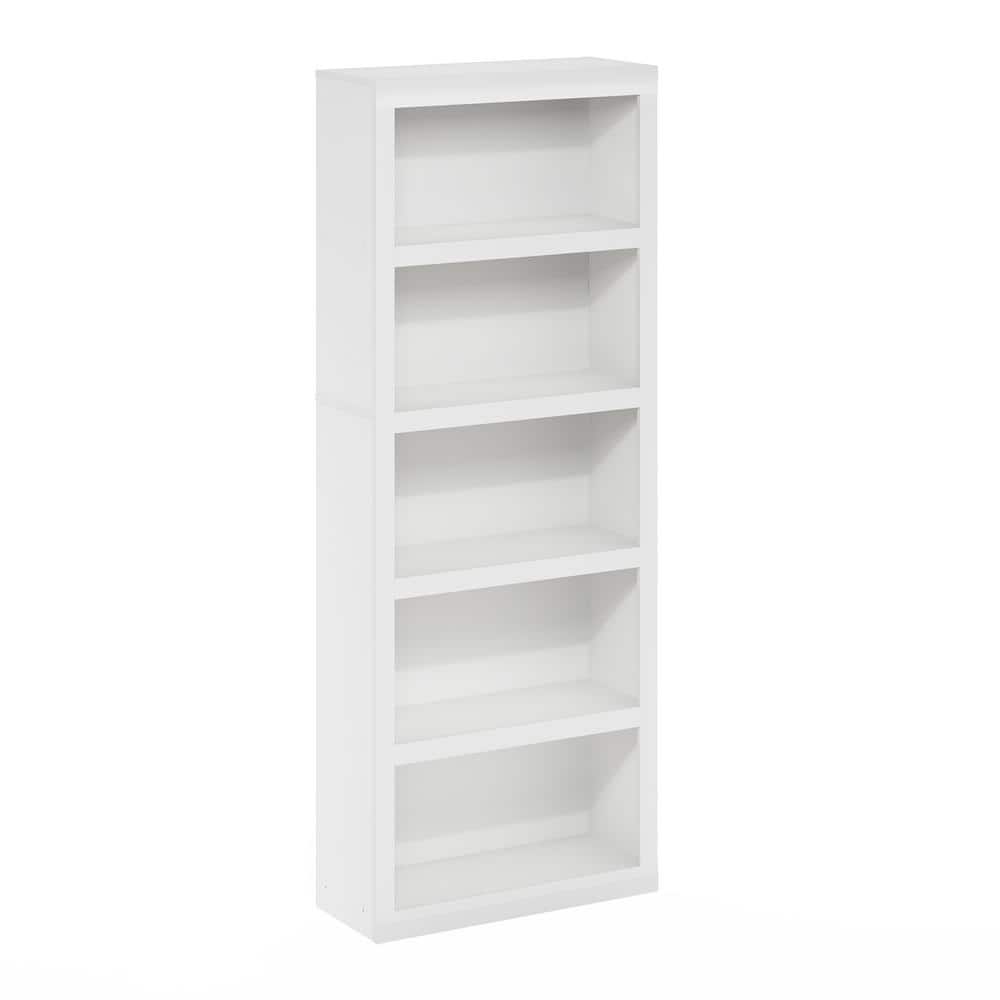 White 5-Tier Composite Wood Open Shelf Bookcase