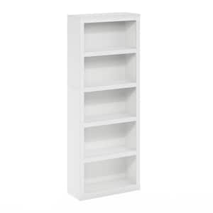 63.54 in. Tall White Wood 5-Shelf Bookcase