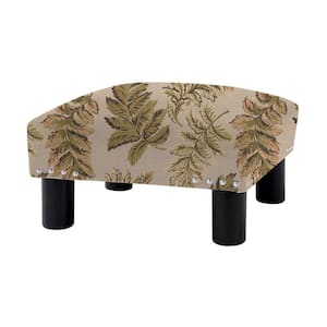Jules 16 in. Tan Floral Polyester Jacquard sq. Accent Footstool Ottoman
