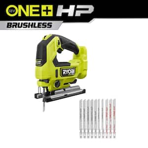 ONE+ HP 18V Brushless Cordless Jig Saw (Tool Only) with All Purpose Jig Saw Blade Set (10-Piece)