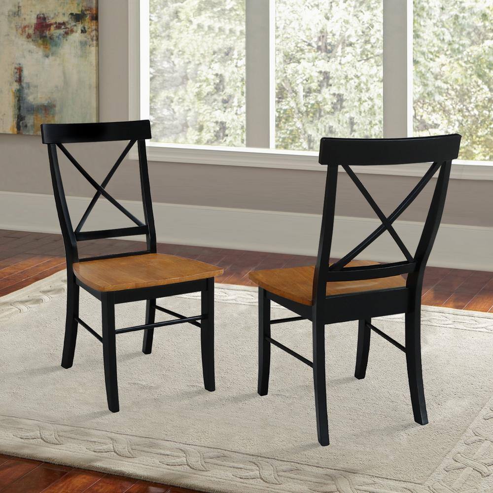 Elegant Black and Cherry Red Cross Back Upholstered Side Chairs, Set of 2