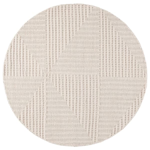Natura 6 ft. x 6 ft. Ivory High-Low Diamond Solid Round Area Rug