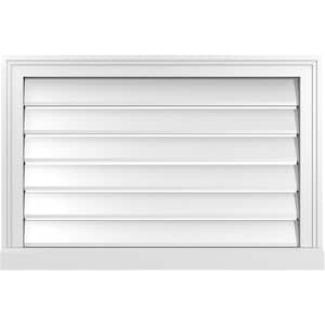 30 in. x 20 in. Vertical Surface Mount PVC Gable Vent: Functional with Brickmould Sill Frame