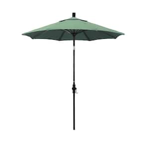 7.5 ft. Matted Black Aluminum Market Collar Tilt Patio Umbrella Fiberglass Ribs and in Spa Pacifica