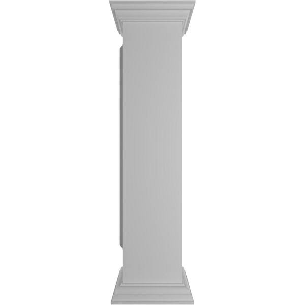 Ekena Millwork Corner 48 in. x 10 in. White Box Newel Post with Panel, Peaked Capital and Base Trim (Installation Kit Included)