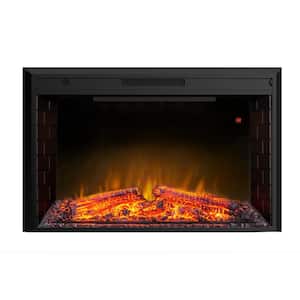 43 in. Classic Brick Background LED Touch Recessed Wall Electric Fireplace 400sq Ft in Black