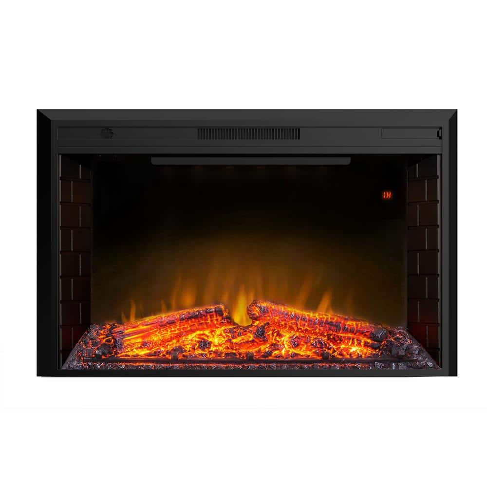 43 in. Classic Brick Background LED Touch Recessed Wall Electric Fireplace 