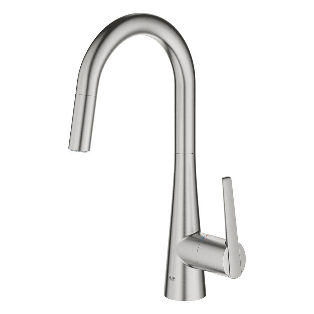 Stainless Steel Modern Pull-Down Kitchen Faucet with Spray