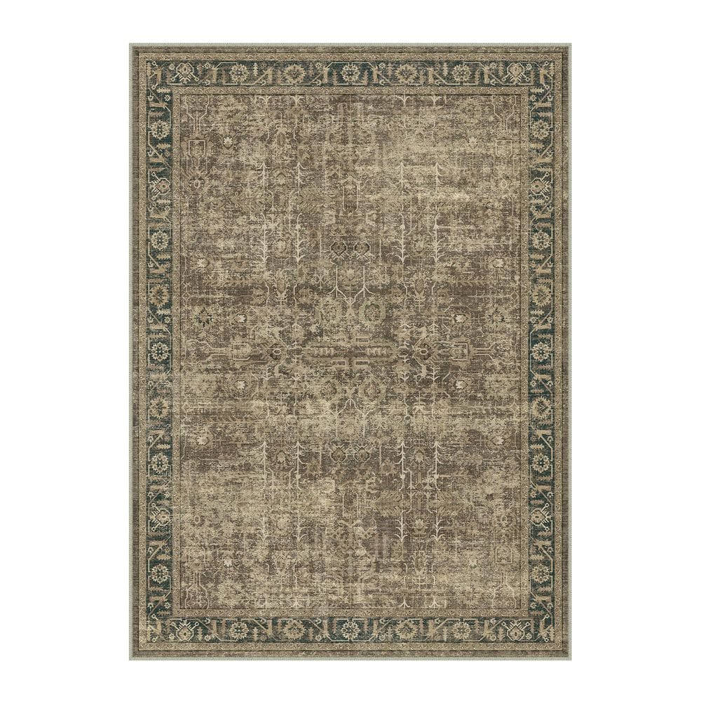 Bursch Brown 5 ft. x 7 ft. Distressed Vintage Floral Area Rug price history on PriceWatchPro