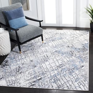 Amelia Ivory/Gray 7 ft. x 7 ft. Distressed Striped Square Area Rug