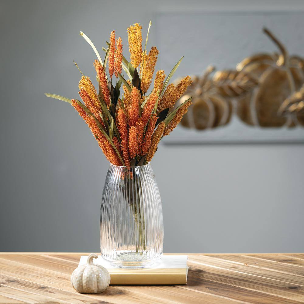 Elegant Clear Ribbed Glass Decorative Table Vase, 8"
