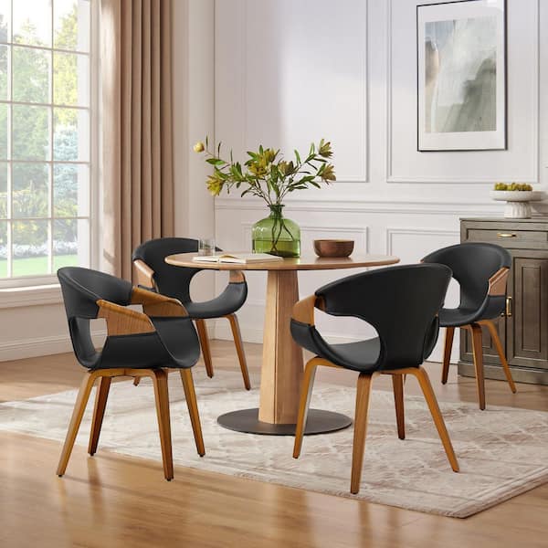 Art Leon Iva Black Faux Leather Dining Armchair with 4 Wood