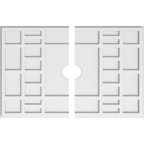 32 in. W x 21-3/8 in. H x 3 in. ID x 1 in. P Beaux Architectural Grade PVC Contemporary Ceiling Medallion (2-Piece)