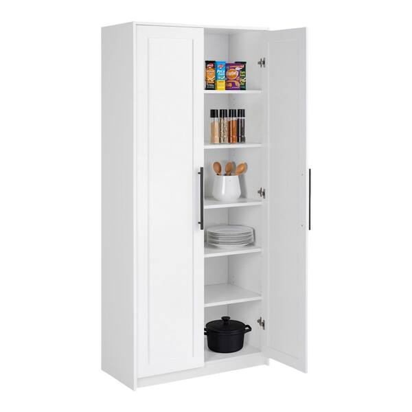 Elite Premium Home 16 in. D x 32 in. W x 72 in. H White Storage Cabinet with Panel Doors