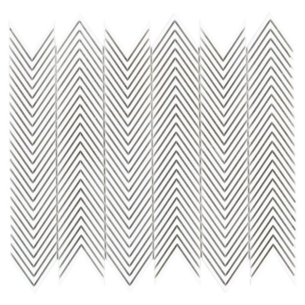 Blaze White Plastic Herringbone Mosaic Wall Tile