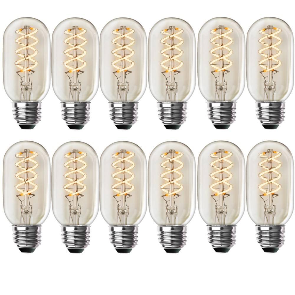 40-Watt Equivalent T14 Dimmable Spiral Filament Clear Glass E26 Vintage Edison LED Light Bulb, Soft White (12-Pack) price history on PriceWatchPro