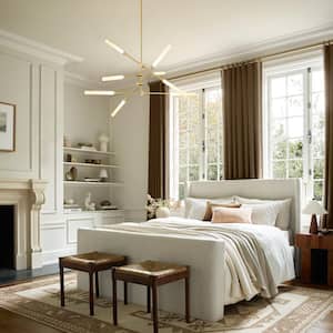 Sumler 8-Light Integrated LED Gold Linear Sputnik Chandelier with Cylindrical Frosted Acrylic Shade