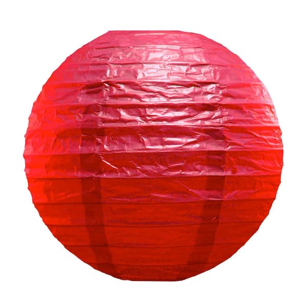 LUMABASE 10 in. Red Round Paper Lanterns (5-Count)