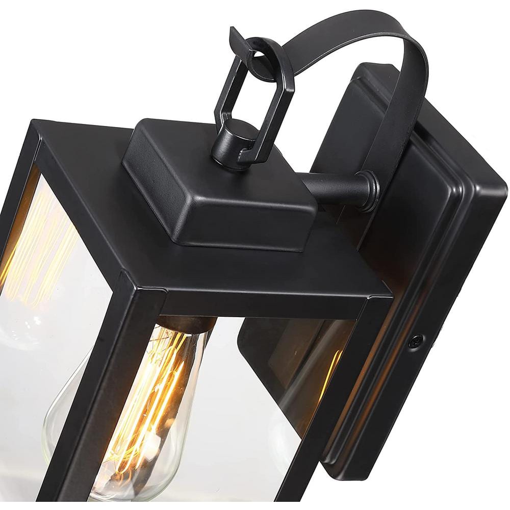 Black Metal and Glass Outdoor Wall Sconce