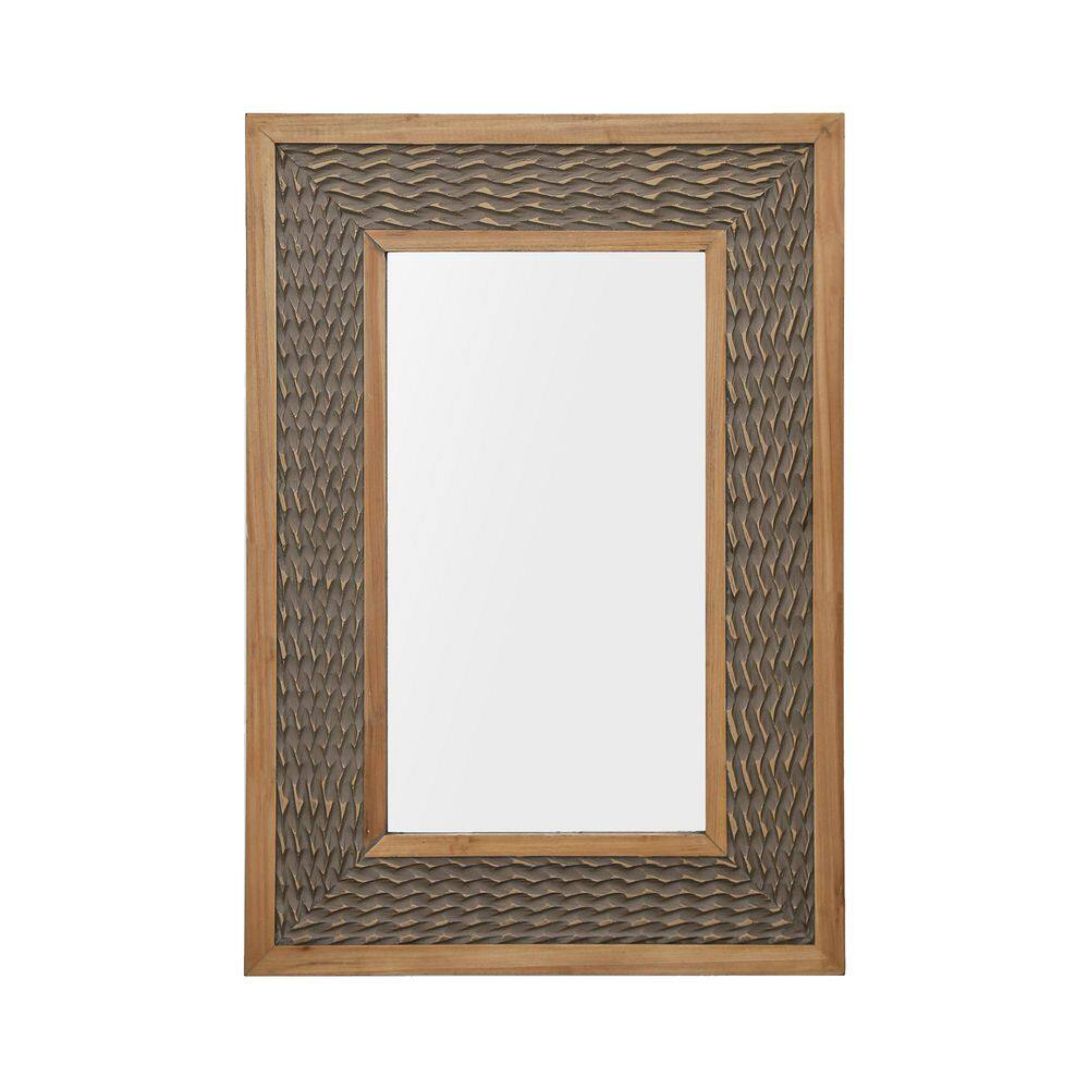 24 in. W x 36 in. H Solid Wood Rectangular Frame Rustic Art Wall Mirror Decorative Mirror