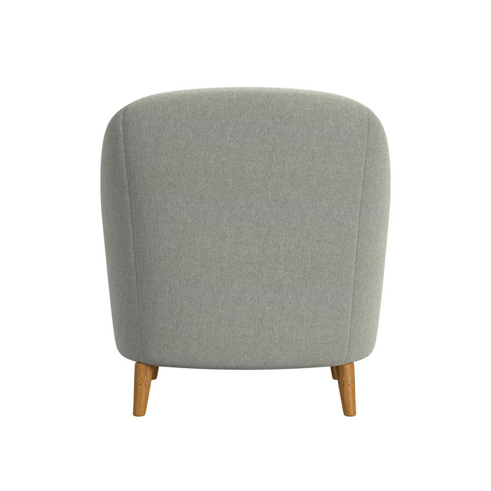 Gray Button Tufted Woven Accent Chair with Light Brown Wood Legs