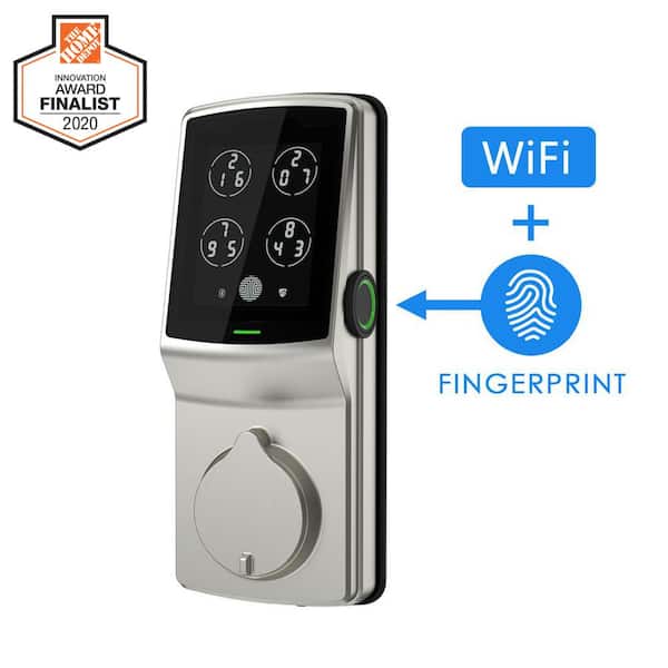 Lockly Secure PRO Satin Nickel Smart Lock Deadbolt with 3D Fingerprint and Wi-Fi (Works with Alexa and Google Home)