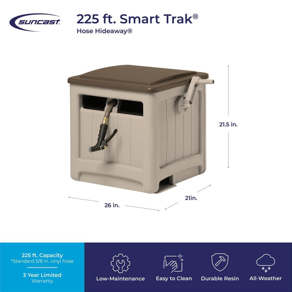 Taupe and Bronze Resin Hideaway Hose Reel with Smart Trak